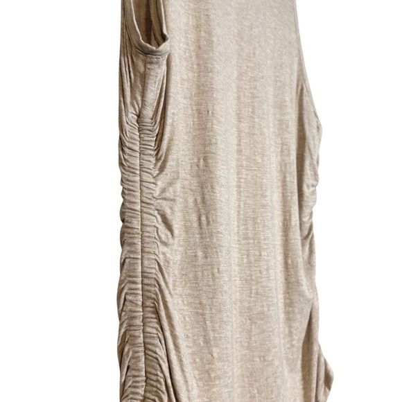 White House Black Market Beige Ruched Satin Trim Women’s Large Tank Top - Picture 4 of 8